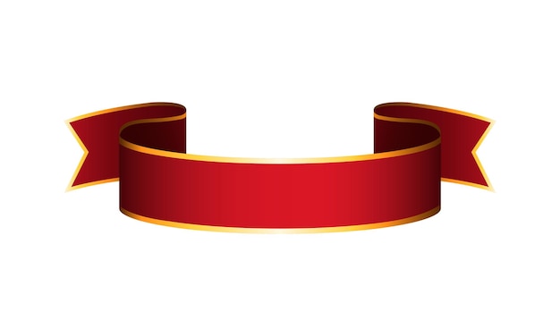 Vektor-realistische dekorative Satin-rote und goldene Band-Symbolik auf weißem Hintergrund Vektor-Illustration