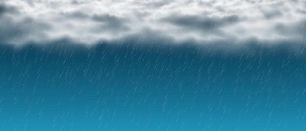Vektor realistischer weißer Wolkenregen auf blauem Himmel Hintergrund Illustration