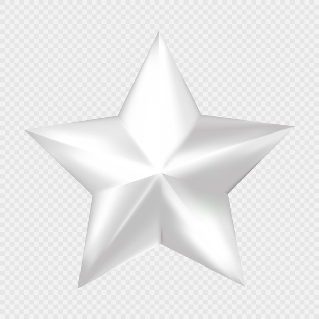 Vektor-realistisches Silberstern-Element auf durchsichtigem Hintergrund