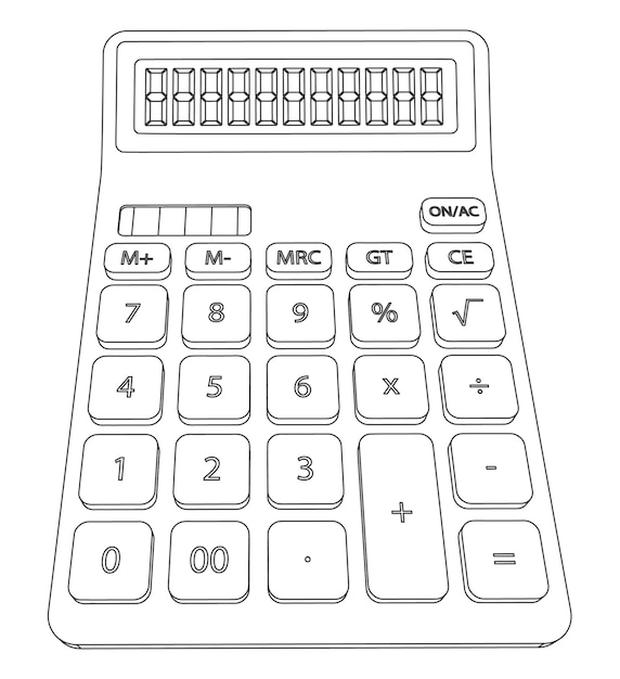 Vektor-rechner-darstellung vorderansicht, umriss