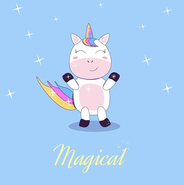 Vektor vektor-regenbogen-einhorn-illustration social-media-vorlage