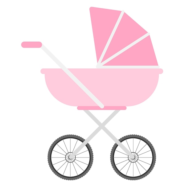 Vektor rosa kinderwagen isoliert auf weißem hintergrund