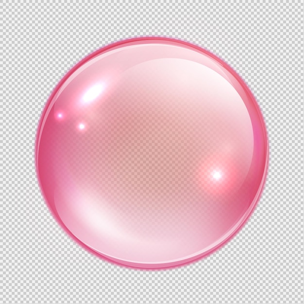 Vektor rosa transparente Glaskugel Glas oder Kugel glänzende Blase glänzend
