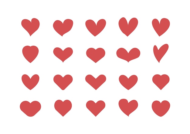 Vektor-Sammlung von illustrierten Herz-Ikonen Minimalistische Valentinstag-Elemente