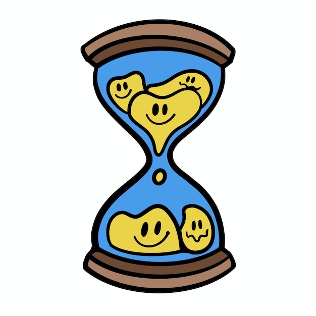 Vektor vektor-sanduhr mit emoticon-streetwear-cartoon-illustration