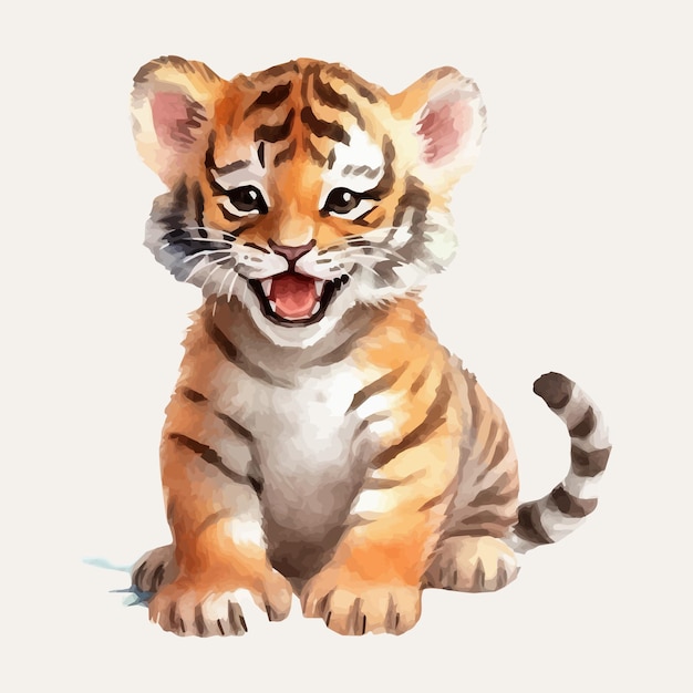 Vektor-Satz von Cartoon-Baby-Tiger-Charakter-Kunstillustration