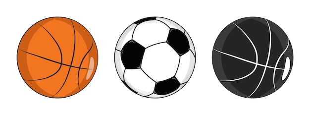 Vektor-Satz von Fußball- und verschiedenen Basketball-Illustrationen