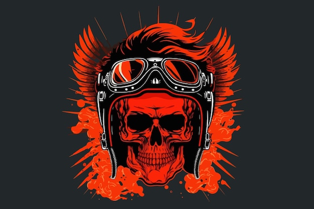 Vektor-schädel-biker-kunst für t-shirt