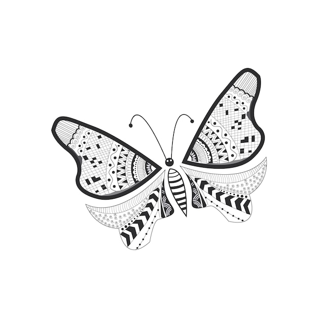 Vektor Schmetterling II Mandala im Cartoon-Stil