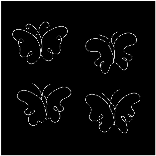 Vektor-Schmetterlingsumriss mit gezeichneten Details-Sammlung