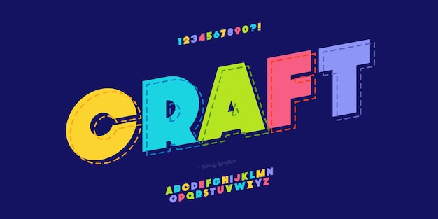 Vektor-Schriftart, kräftiger, farbenfroher Stil, trendige Typografie für Kinder, Banner, Spiel, Infografik, Dekoration, T-Shirt, Party, Poster, Druck, Animation, Werbung, Logo, Bewegungsgrafiken, Video 10 eps