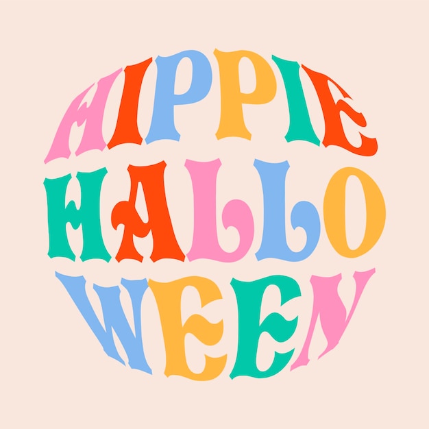 Vektor-schriftzug-illustration retro-stil der 60er und 70er jahre grooviger slogan von hippie halloween ready grußkarte für den 31. oktober grafischer t-shirt-druck vorlage für poster-aufkleber-banner-t-shirt-symbol