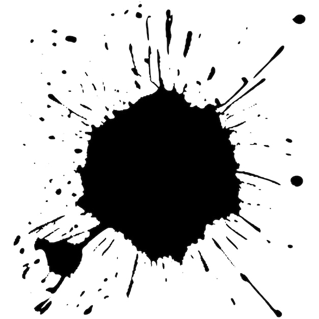 Vektor vektor-schwarze tinte-tropfen und farbspritzen, handgezeichnete design-elemente, isoliert auf weißem hintergrund