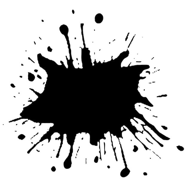 Vektor-schwarze Tinte-Tropfen und Farbspritzen, handgezeichnete Design-Elemente, isoliert auf weißem Hintergrund