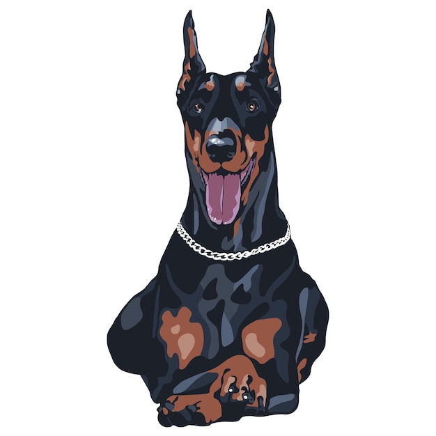 Vektor schwarzer Hund Doberman Pinscher Rasse liegend