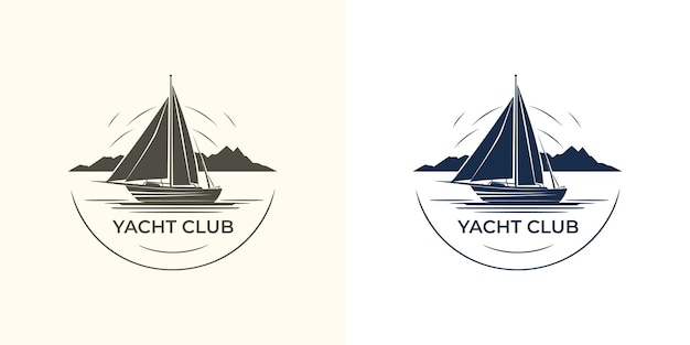 Vektor-segelboot-yacht-logo, vektorillustration isoliert auf weiß. logo des yachtclubs