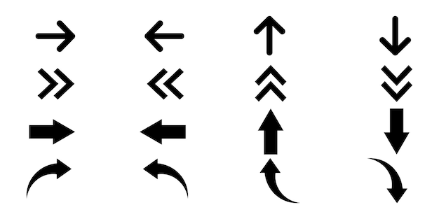 Vektor-Set für Pfeilsymbole. Pfeile setzen Sammlung für Webdesign.