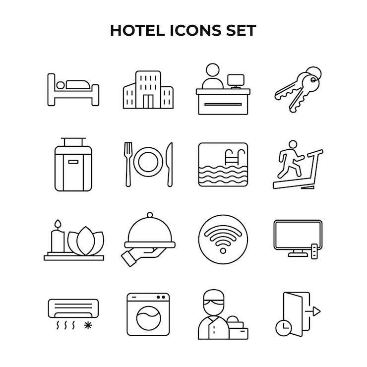 Vektor-Set linearer Hotelsymbole