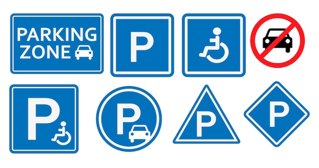 Vektor-Set Parkplatz Symbole Parkplatz Zeichen