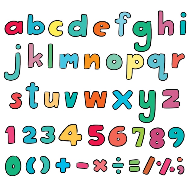 Vektor-Set von Alphabet und Nummer