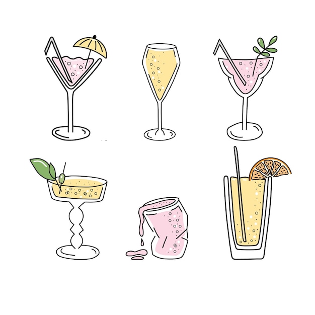 Vektor-set von cocktails handgezeichnete vektorillustration