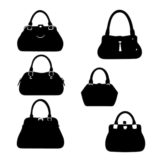 Vektor-Set von schwarzen Handtaschen-Silhouetten-Design
