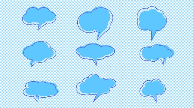 Vektor-set von sprechblasen-dialogfeld-symbol nachrichtenvorlage blaue wolken für text