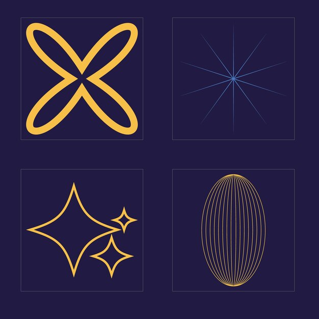 Vektor-Set von Y2K außergewöhnlichen grafischen Assets Flache minimalistische Symbole
