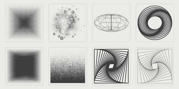 Vektor-Set von Y2K außergewöhnlichen grafischen Assets Moderne abstrakte Formen