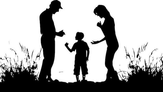 Vektor-Silhouette der Familiensammlung