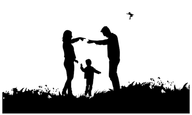 Vektor-Silhouette der Familiensammlung