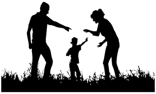 Vektor-Silhouette der Familiensammlung