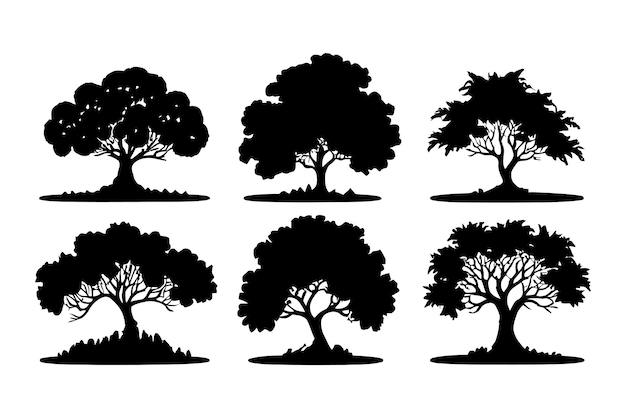 Vektor-Silhouette eines Baumes auf weißem Hintergrund
