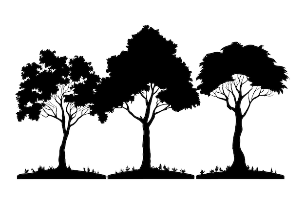 Vektor-Silhouette eines Baumes auf weißem Hintergrund