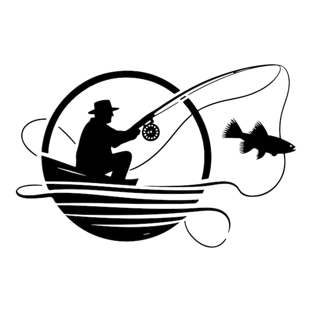 Vektor-silhouette eines fischers