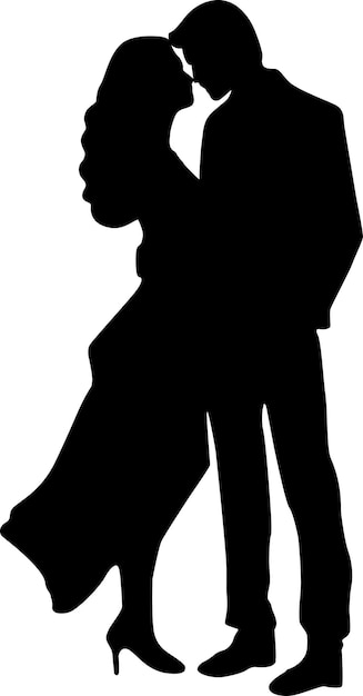 Vektor-Silhouette eines Mannes und einer Frau, die ein Kleid tragen Liebhaber-Clipart für Valentinstag Liebesbeziehung