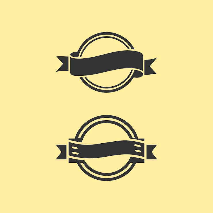 Vektor vektor-silhouette-ribbon-bannern mit minimalen illustrationsdesigns