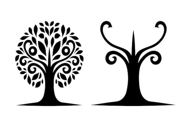 Vektor-Silhouette-Satz-Illustration des Baumes