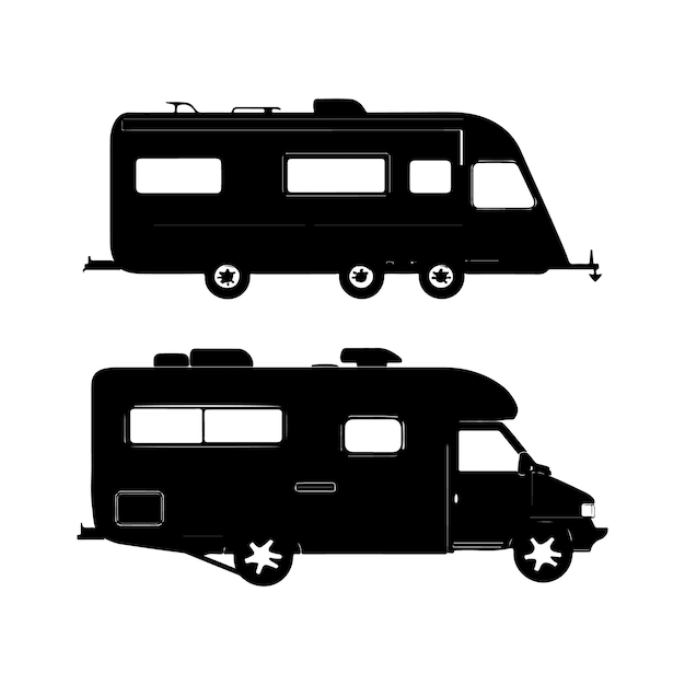 Vektor-Silhouette-Set für Wohnwagen und Wohnwagen