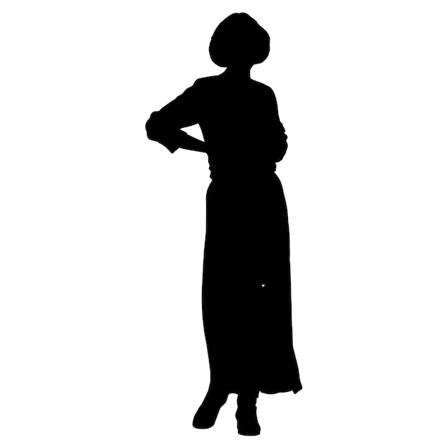 Vektor-silhouetten von frauen stehende frauenform schwarze farbe auf isoliertem weißem hintergrund grafische illustration