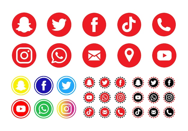 Vektor vektor-social-media-designs für facebook, twitter, instagram, snapchat, whatsapp, tiktok