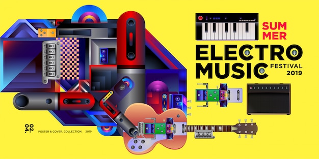 Vektor sommer electro musik festival banner design-vorlage