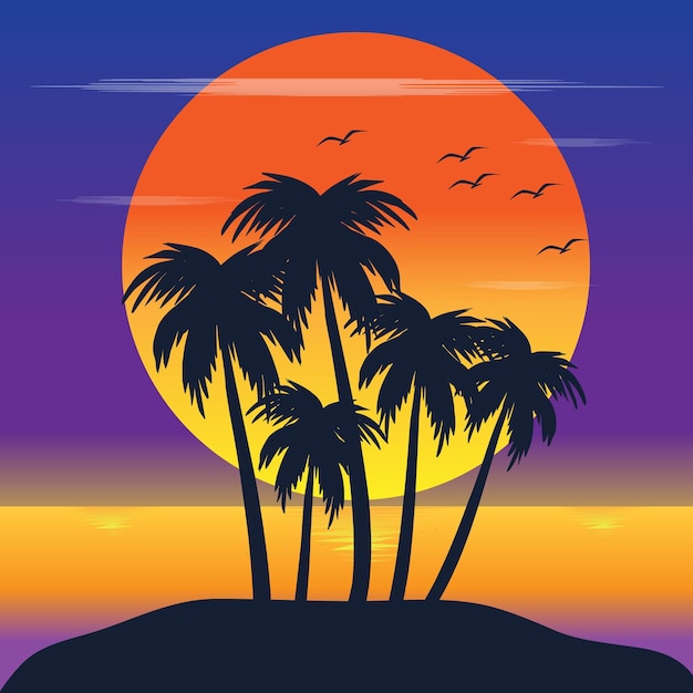 Vektor sommer sonnenuntergang illustration bilder design