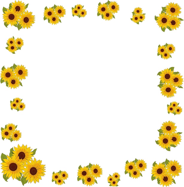 Vektor Sonnenblumenrahmen Hintergrundquadrat