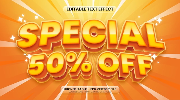 Vektor vektor-spezial: 50 rabatt auf bearbeitbare texteffekte