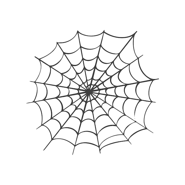 Vektor spinnennetz-symbol in einer linie auf weiß für halloween gezeichnet.