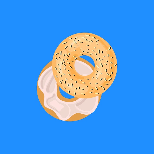 Vektor spread bagel halbiert donut auf hellblauem hintergrund