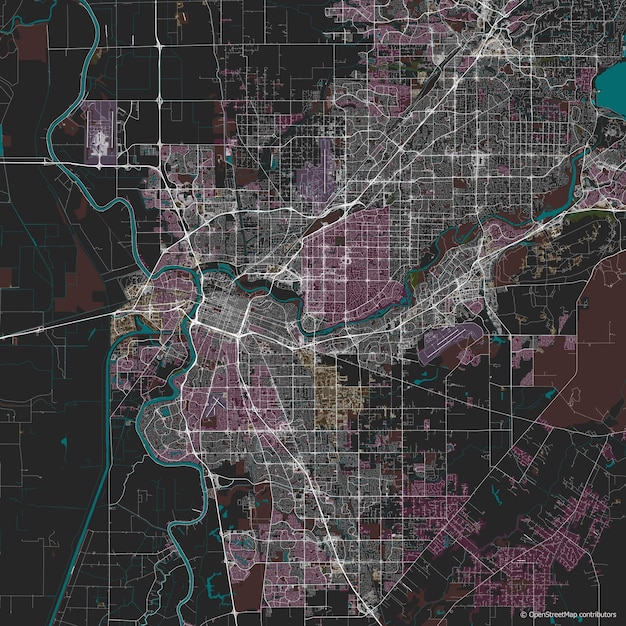 Vektor vektor-stadtkarte von sacramento, kalifornien, usa