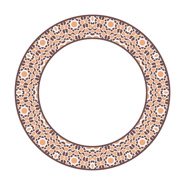 Vektor Stammes asiatischer geometrischer Rahmen. Arabische kreisförmige dekorative Verzierung lokalisiert auf Weiß