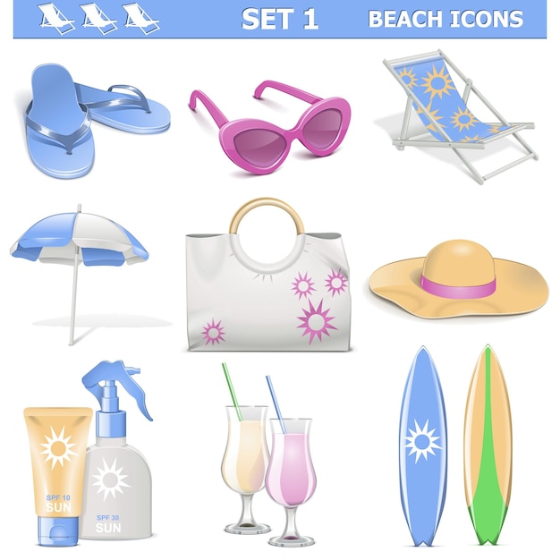 Vektor-strand-icons set 1